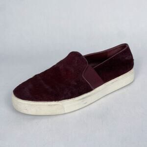 Vince Berlin Calf Hair Slip On Sneakers Burgundy 7.5
